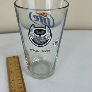 Harley Davidson Miller Lite Glass Tumbler 105 Years Ride Straight Ride Safe